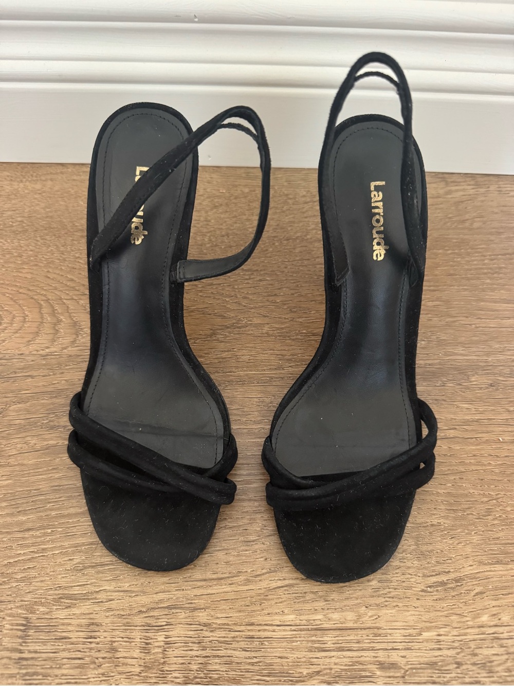 Larroude Black Suede Slingback Heels Size 6